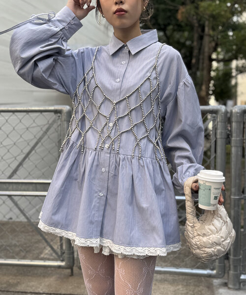 w closet（ダブルクローゼット） ブラウス シャツ ストライプミニ