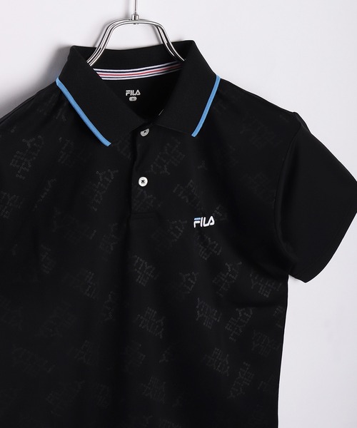 FILA（フィラ） ポロシャツ 半袖 ハニカムメッシュ 半袖 総柄 ロゴ
