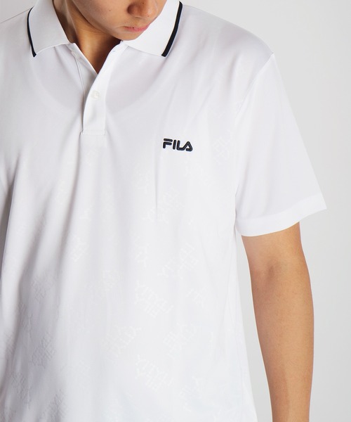 FILA（フィラ） ポロシャツ ハニカムメッシュ 半袖 総柄 ロゴ