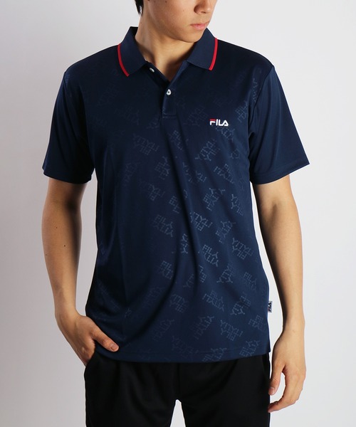 FILA（フィラ） uvカット ポロシャツ 半袖 ハニカムメッシュ 半袖 総柄