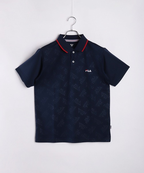 FILA（フィラ） ポロシャツ 半袖 ハニカムメッシュ 半袖 総柄 ロゴ