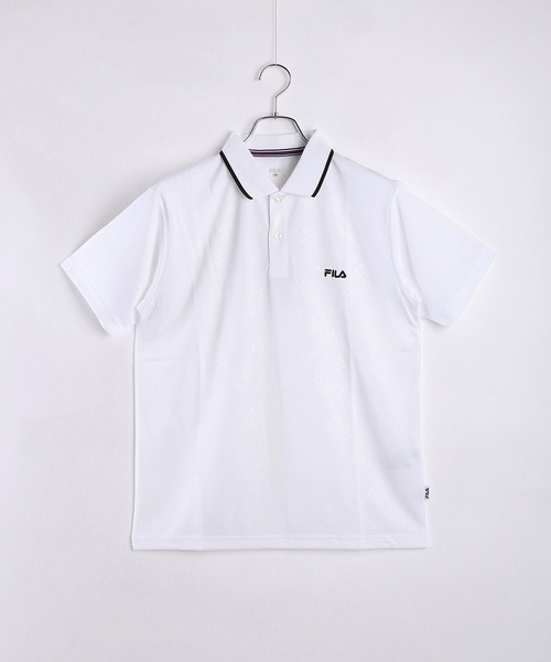 FILA（フィラ） ポロシャツ 半袖 ハニカムメッシュ 半袖 総柄 ロゴ