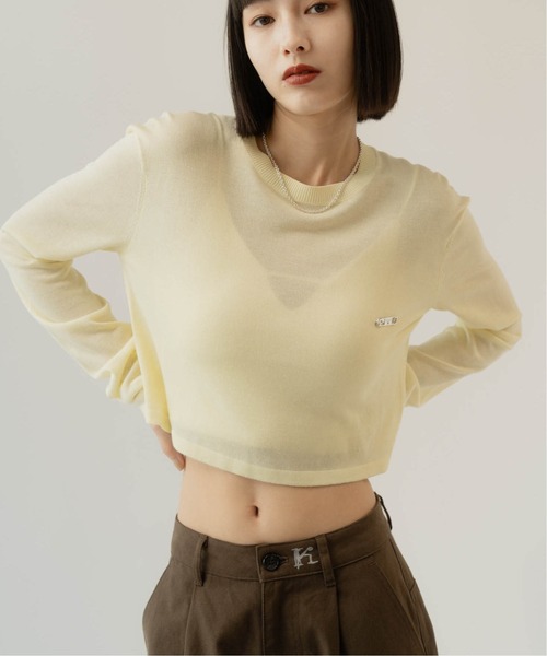 トップス Knuth Marf cropped sheer knit Knuth Marf ニット セーター cropped sheer knit レディース