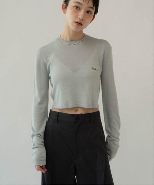 ニット セーター cropped sheer knit レディース
