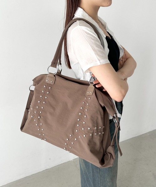 スタッズボストンバック Bamm ボストンバッグ スタッズナイロンボストンバッグ