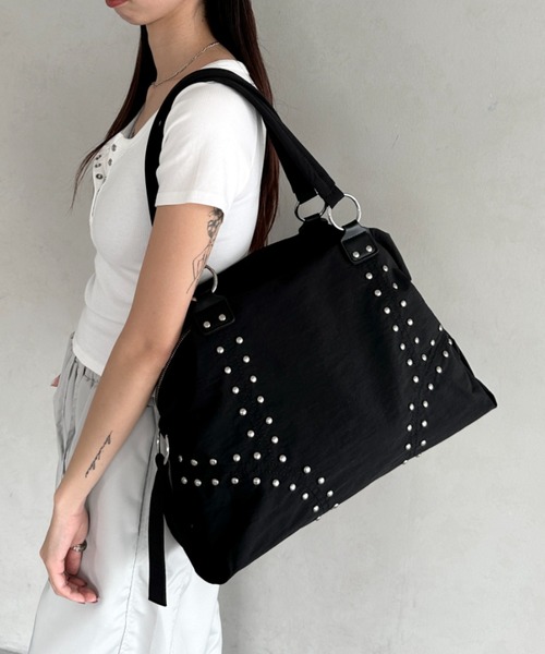 Bamm ボストンバッグ スタッズナイロンボストンバッグ