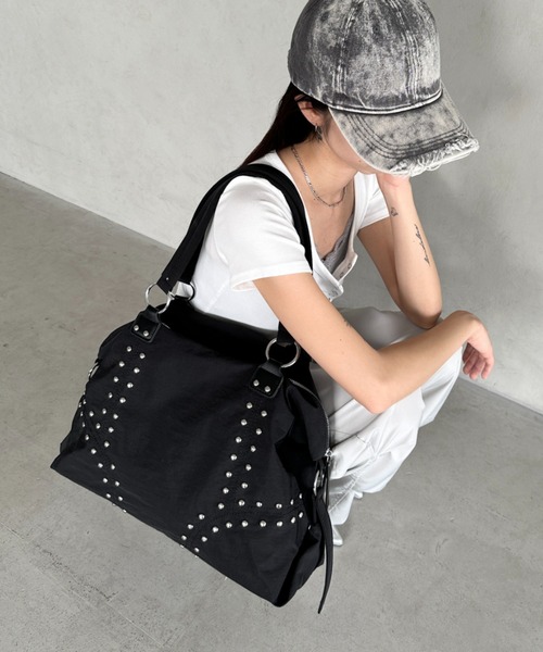 Bamm ボストンバッグ スタッズナイロンボストンバッグ