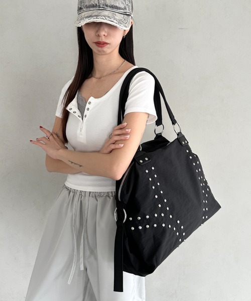 Bamm ボストンバッグ スタッズナイロンボストンバッグ