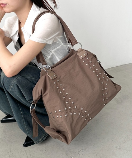 Bamm ボストンバッグ スタッズナイロンボストンバッグ