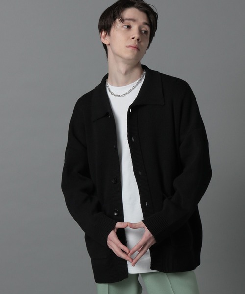 HARE ブラック カーディガン S HARE カーディガン BIGダメージZIPカーディガン(HARE) メンズ