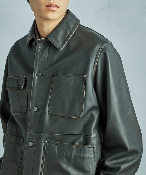 メンズビギ（MEN’S BIGI）/【JAGROSE/ジャグロース】別注ラムレザーカバーオール MEN'S BIGI（メンズビギ） ブルゾン アウター 「JAGROSE/ジャグロース