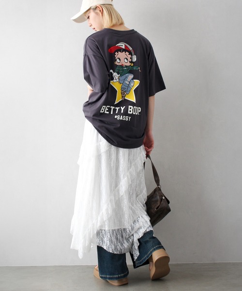 tシャツ 「Betty Boop(TM)」バックプリントワイドTシャツ レディース Betty Boop(TM)】バックプリントワイドTシャツ｜ギャレストの