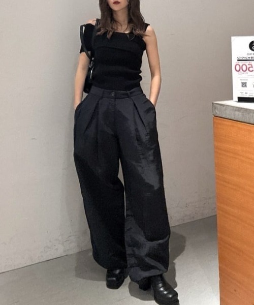 THROW by SLY ワイドパンツ カーゴパンツ WRINKLE FINISH TUCKED PT