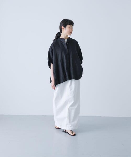 かぐれ ブラウス シャツ リネンスクエアケープシャツ レディース