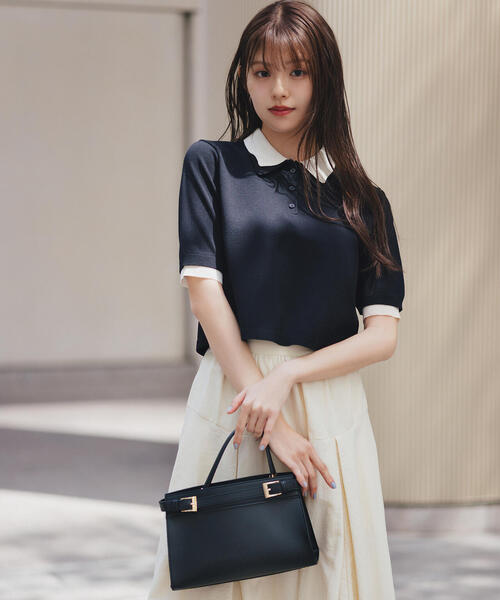 NATURAL BEAUTY BASIC ニット セーター ダブルカラーポロニット