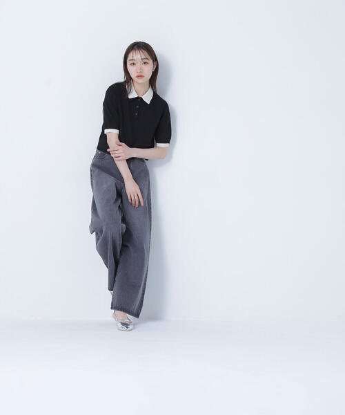 NATURAL BEAUTY BASIC ニット セーター ダブルカラーポロニット