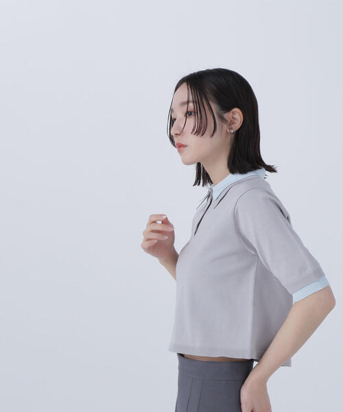 NATURAL BEAUTY BASIC ニット セーター ダブルカラーポロニット