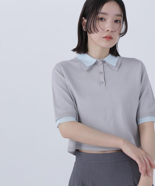 NATURAL BEAUTY BASIC ニット セーター ダブルカラーポロニット