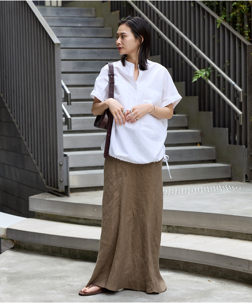 JOURNAL STANDARD　リネンコットンフレンチスリーブスキッパーシャツ JOURNAL STANDARD リネンコットンフレンチスリーブスキッパーシャツ