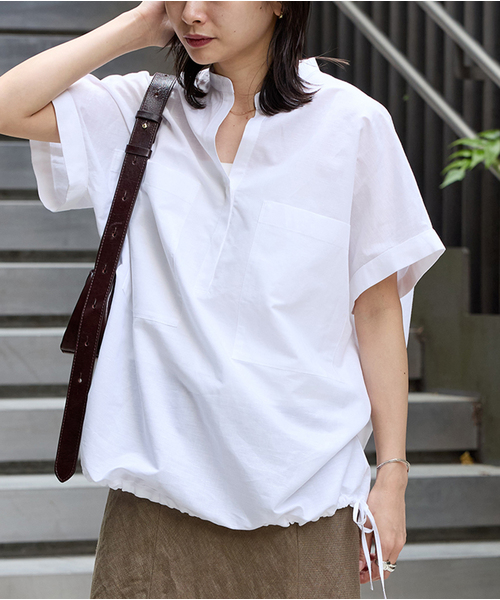 JOURNAL STANDARD　リネンコットンフレンチスリーブスキッパーシャツ JOURNAL STANDARD リネンコットンフレンチスリーブスキッパーシャツ