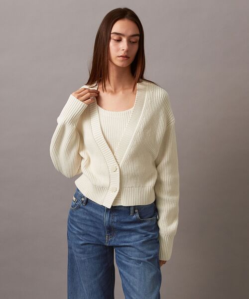 高級   カルバン・クライン リネンコットンカーディガン 高級 CALVIN KLEIN カルバン・クライン リネンコットンカーディガン