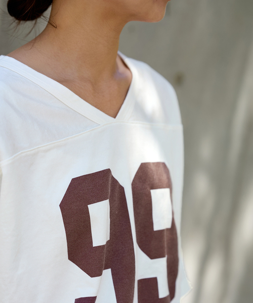 FRAMeWORK tシャツ VネックフットボールTEE レディース