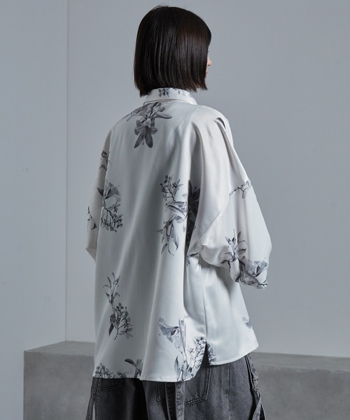 メンズ タイダイ柄シャツ ルーズシルエット 肩落ち Q00594 cussil シャツ 「cussil/クシル」サテンライクタイダイ柄ルーズ