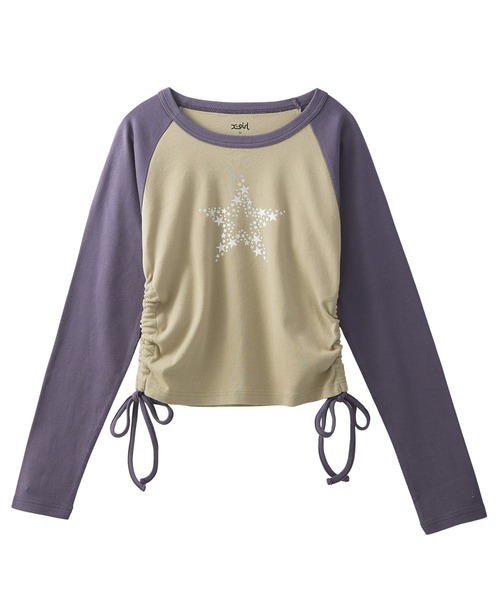 tシャツ SHINY STAR RAGRAN L/S BABY TOP レディース SHINY STAR RAGRAN L/S BABY TOP（Tシャツ/カットソー）｜X-girl