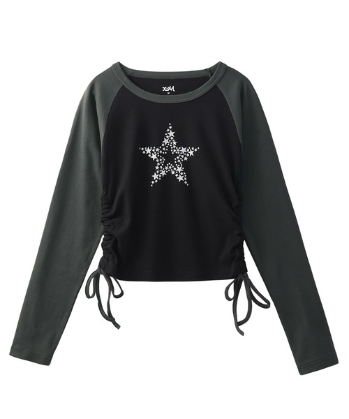 tシャツ SHINY STAR RAGRAN L/S BABY TOP レディース X-girl tシャツ SHINY STAR RAGRAN L/S BABY TOP レディース