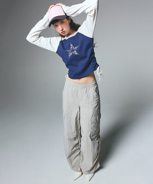 tシャツ SHINY STAR RAGRAN L/S BABY TOP レディース X-girl tシャツ SHINY STAR RAGRAN L/S BABY TOP レディース