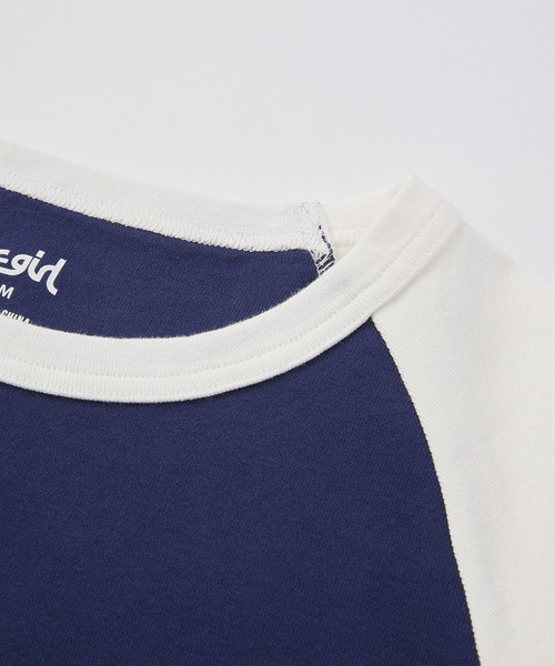 X-girl tシャツ SHINY STAR RAGRAN L/S BABY TOP レディース