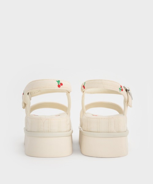 CHARLES ＆ KEITH サンダル ツイル フラットフォームアンクル