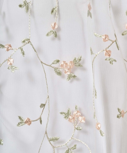 TINA：JOJUN ブラウス シャツ 花柄刺繍 シアーギャザーブラウス