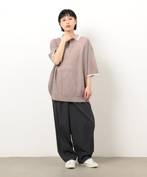 FASHIRU テーパードパンツ（ブラウン） 美シルエット・ストレッチ・シワになりにくい】オシャクロス