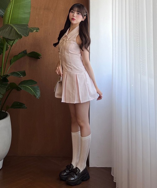 OLIVEdesOLIVE ノースリーブシャツミニワンピース セール】ノースリーブシャツミニワンピース（ワンピース