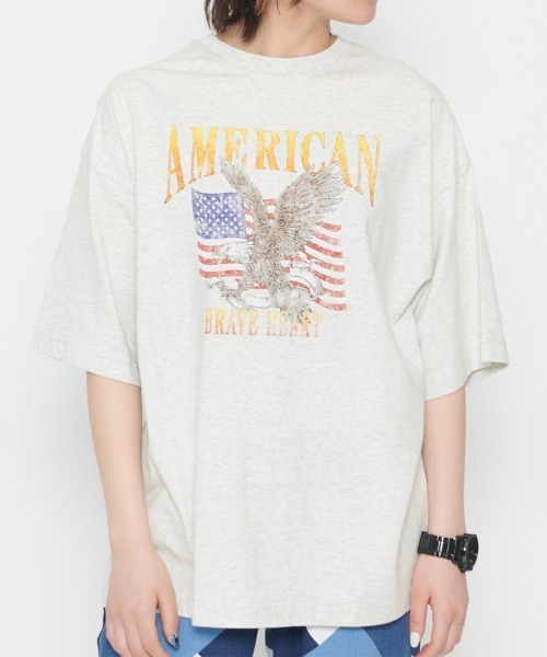 tシャツ 「spiritoso」AMERICANプリント ピグメントＴシャツ レディース | spiritoso | 01