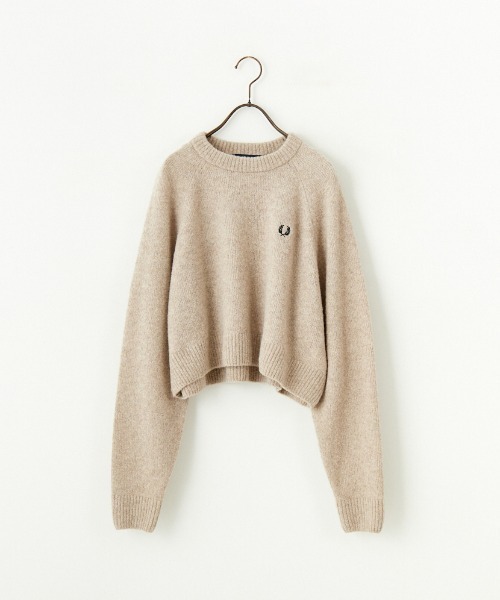 FRED PERRY ベージュ クルーネック セーター JP S FRED PERRY フレッドペリー セーター メンズ ツイン ティップド
