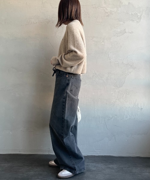 フレッドペリー 長袖 モヘア ニット セーター カーディガン 刺繍ロゴ L 短丈 FRED PERRY ニット セーター 「WEB先行予約」「FRED PERRY