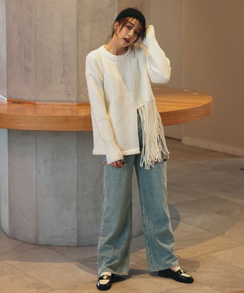 「DONOBAN」 ダメージ加工デニムパンツ L ブルー レディース