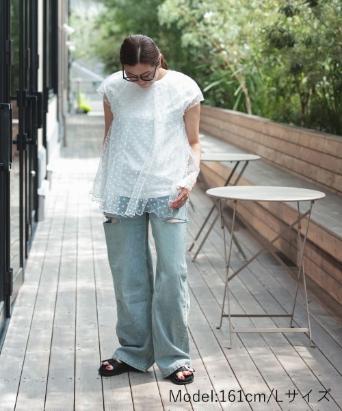 「DONOBAN」 ダメージ加工デニムパンツ L ブルー レディース