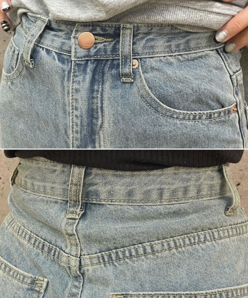 「DONOBAN」 ダメージ加工デニムパンツ L ブルー レディース