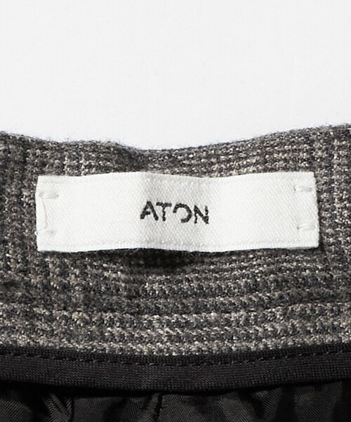 ATON スラックスパンツ チェック柄 ATON グレンチェック ウール
