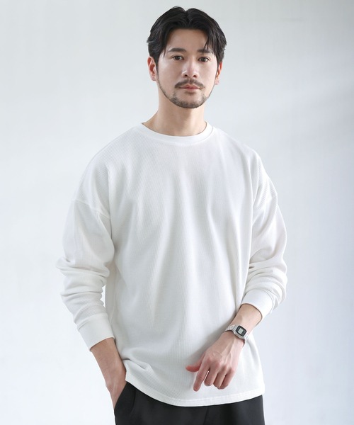 SPU（スプ） ヘンリーネック tシャツ 抗菌防臭ワッフルクルーネック