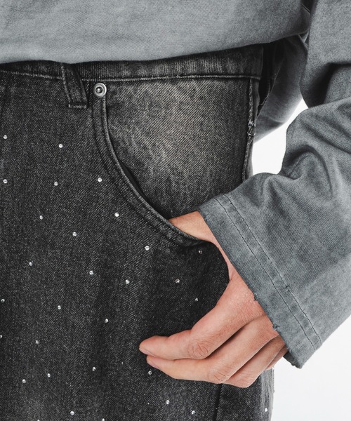SHORT ROUND ワイドパンツ ジーンズ SHORT ROUND/スーパーバギーライン