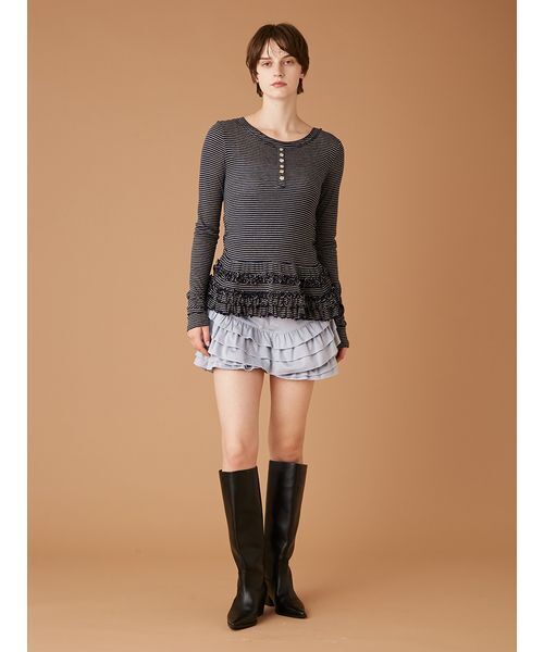 FURFUR（ファーファー） パンツ フリルレイヤースウェードショート