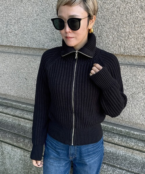 JENNEのカーディガン カーディガン JENNEジップアップニットジャケット レディース