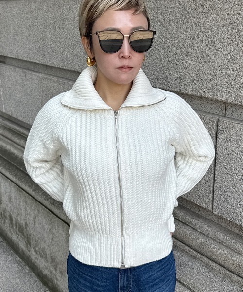 カーディガン JENNEジップアップニットジャケット レディース