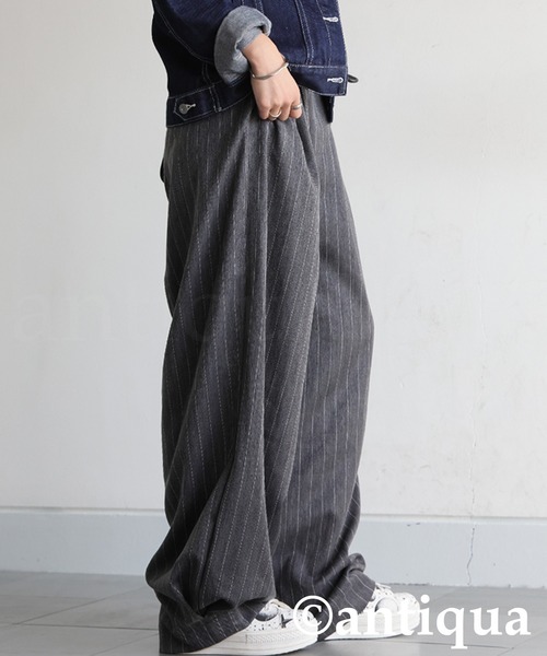antiqua（アンティカ） ワイドパンツ パンツ ヘリンボーン柄 タック