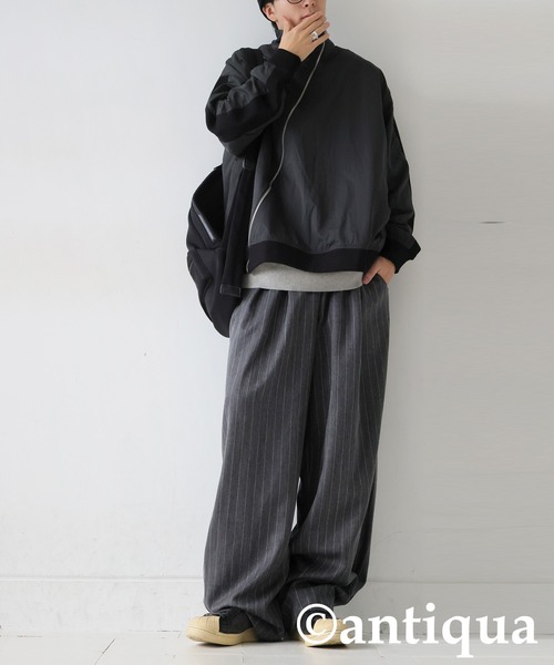 antiqua（アンティカ） ワイドパンツ パンツ ヘリンボーン柄 タック