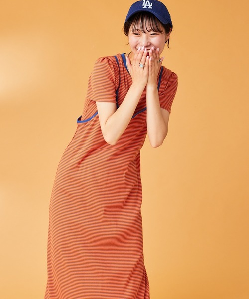 「HELLO.SANFRANCISCO」 キャミソールワンピース ONE SIZE オレンジ レディース_画像9